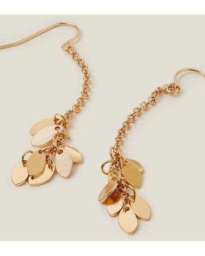 Accessorize Women's Gold Long Leaf Drop Earrings - Metallic