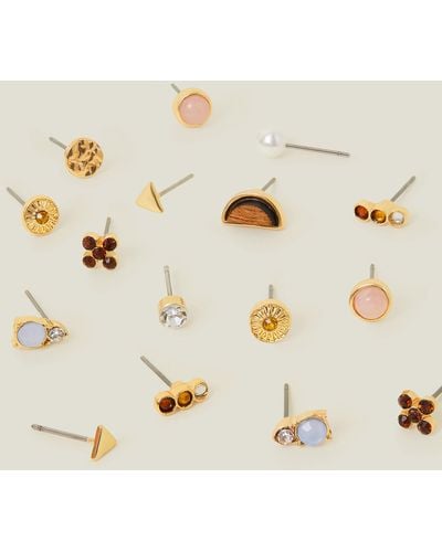Accessorize Gold 10-pack Stud Earrings - Natural