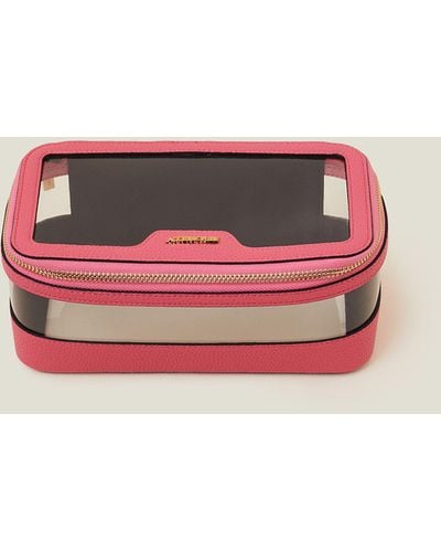 Accessorize Women's Red Clear Make Up Bag - Pink