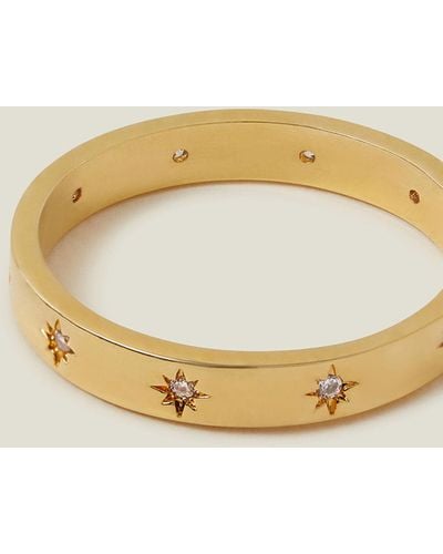 Accessorize Women's 14ct Gold-plated Star Band Ring Gold - Metallic