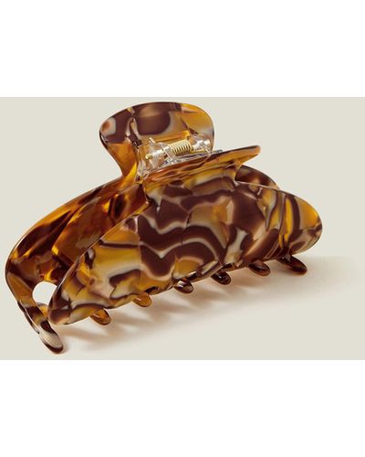 Accessorize Women's Brown/black Tortoiseshell Resin Claw Clip - Natural