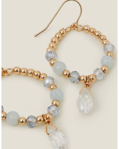 Accessorize Gold Facet Crystal Drop Earrings - Natural