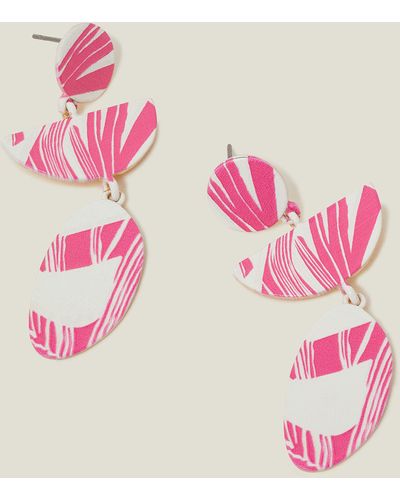 Accessorize Women's Pink/white Print Mixed Shape Earrings