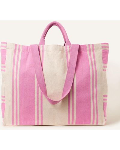 Accessorize Women's Stripe Shopper Bag - Pink
