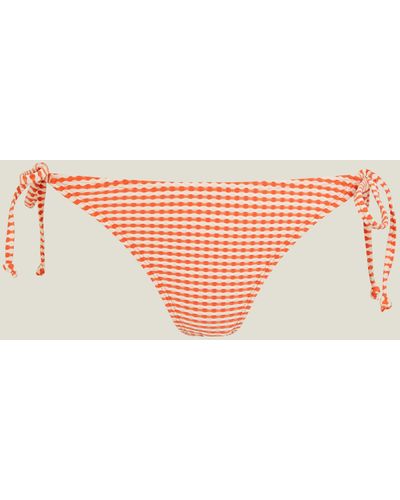 Accessorize Seersucker Side Tie Bikini Bottoms Orange - Natural