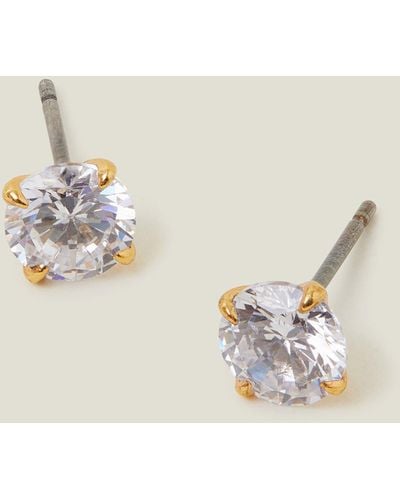 Accessorize Women's 14ct Gold-plated Simple Studs - Natural
