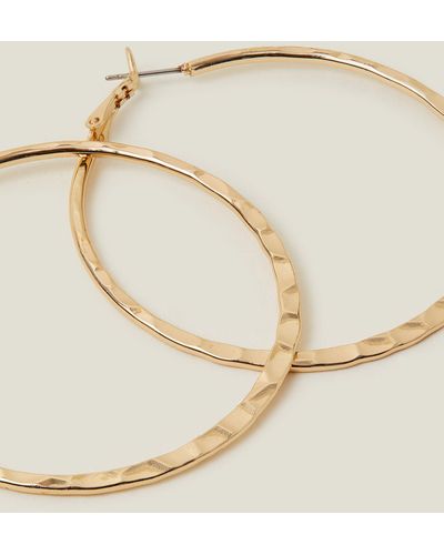 Accessorize Women's Gold Textured Large Hoop Earrings - Natural