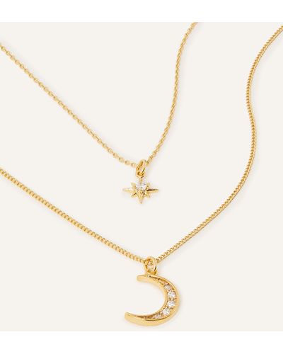 Accessorize Women's 14ct Gold-plated Brass Celestial Necklace - Multicolour