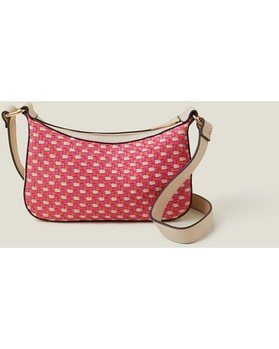 Accessorize Women's Orange Weave Zip Top Cross-body Bag - Pink