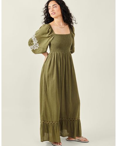 Accessorize Women's Puff Sleeve Maxi Dress Green