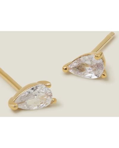 Accessorize Women's 14ct Gold-plated Pear Studs - Natural