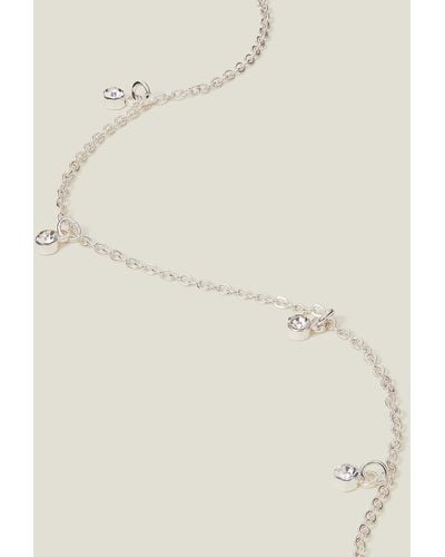 Accessorize Women's Silver Gem Station Necklace - Natural