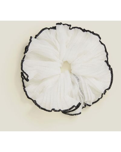 Accessorize Women's Oversized Contrast Trim Scrunchie White - Natural