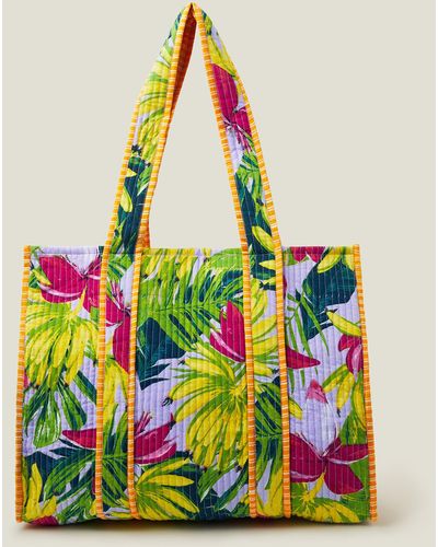 Accessorize Women's Green/pink/orange Banana Print Quilted Tote