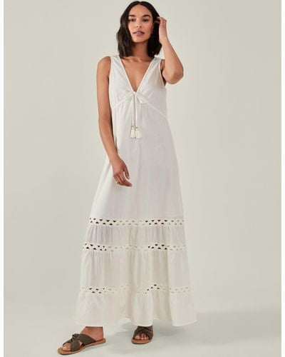 Accessorize Women's Tie Front Maxi Dress Ivory - Natural
