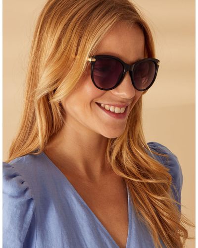 Accessorize Women's Black/gold Metal Arm Classic Sunglasses - Brown