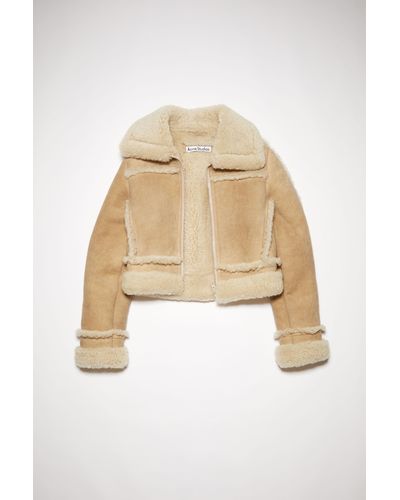 Acne Studios Shearling Leather Jacket - Natural