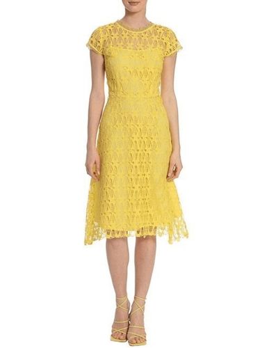 Maggy London G5177m Scallop A-line Casual Dress - Yellow
