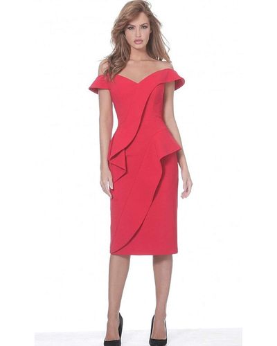 Jovani Ruffle Cocktail Dress - Red