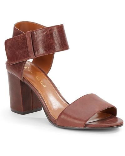 Enzo Angiolini Leather Block-heel Sandals - Brown