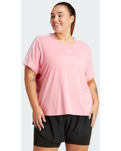 adidas T-shirt d'entraînement à 3 bandes AEROREADY Essentials (Grandes tailles) - Rose