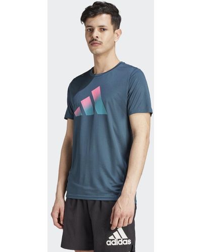 adidas Run Icons 3 Bar Logo T-Shirt - Blau