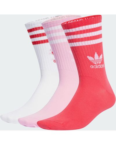 adidas Mid Cut Crew Socks 3 Pairs - Red