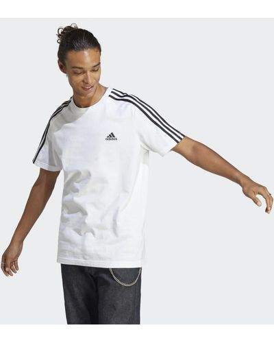 adidas Essentials Single 3-Stripes T-Shirts - Blanc