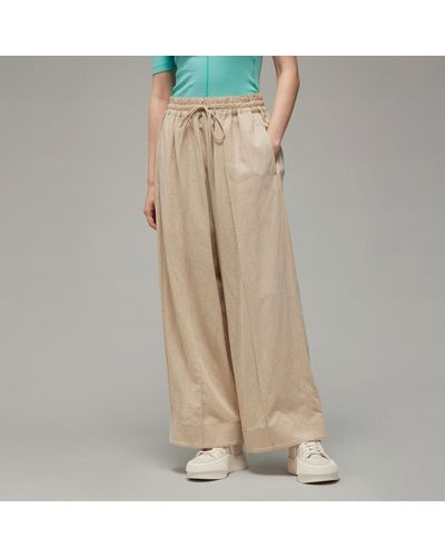 adidas Y-3 Crinkle Twill Wide Leg Trousers - Natur