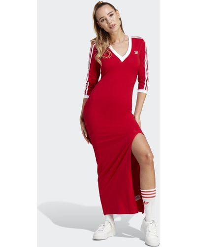 adidas Adicolor Classics 3-stripes Maxi Dress - Red