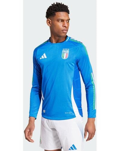 adidas Italy 24 Long Sleeve Home Authentic - Blu