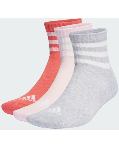 adidas 3-Streifen Cushioned Sportswear Mid-Cut Socken, 3 Paar - Rot