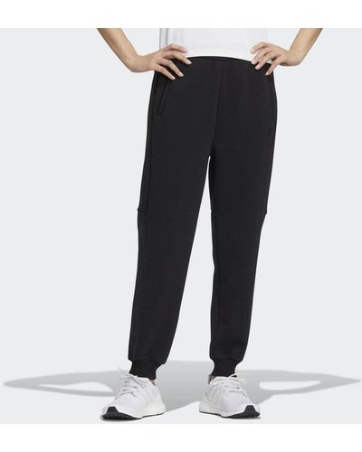 adidas Wording Regular Fit Fleece Cuffed 9/10 Length Pants - Zwart
