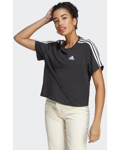 adidas Crop top en jersey Essentials 3-Stripes - Noir