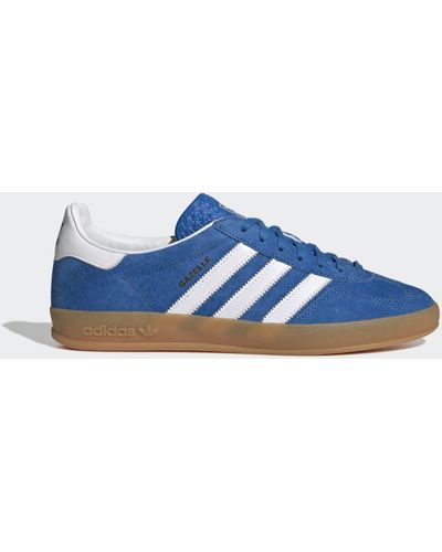 adidas Originals Indoor Gazelle Brand-embroidered Leather Low-top Trainers - Blue