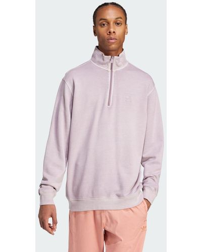 adidas Trefoil Essentials+ Dye Half Zip Sweatshirt - Lila