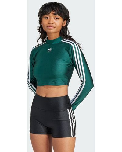 adidas Crop-Top 3-STREIFEN CROPPED LONGSLEEVE - Grün