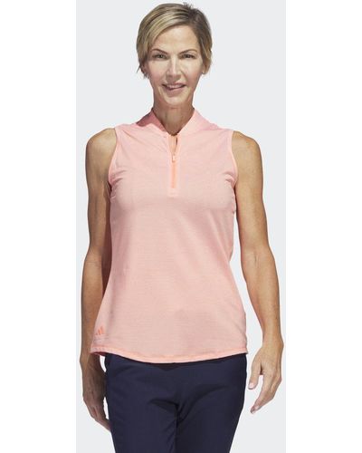 adidas Two-Color Ottoman Sleeveless Golf Poloshirt - Pink