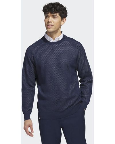 adidas Ultimate365 Tour Flat-Knit Crew Golf Sweatshirt - Blau