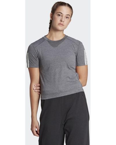 adidas Train Essentials Train Cotton 3-Streifen Crop T-Shirt - Grau