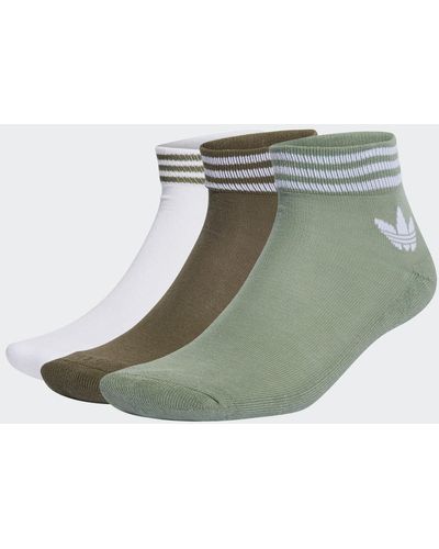 adidas Trefoil Ankle Socken, 3 Paar - Grün