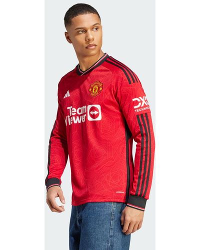 adidas Maillot manches longues Domicile Manchester United 23/24 - Rouge