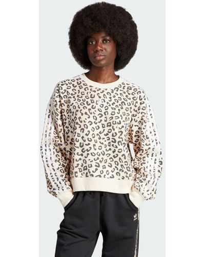 adidas Sudadera cuello redondo Originals Leopard Luxe Trefoil - Blanco