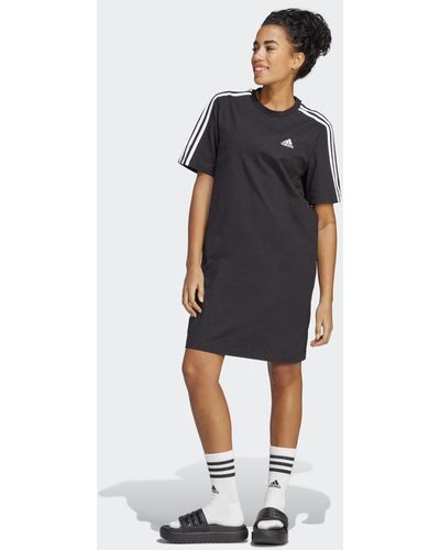 adidas Essentials 3-stripes Single Jersey Boyfriend T-shirtjurk - Zwart
