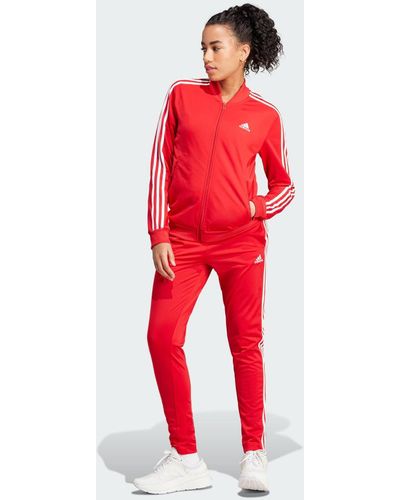 adidas Essentials 3-Streifen Trainingsanzug - Rot