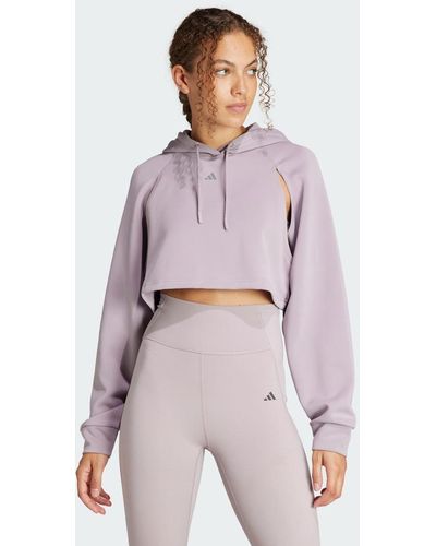 adidas Originals Sweat-shirt à capuche de training court HIIT AEROREADY - Violet