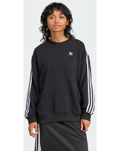 adidas 3-stripes Oversized Crew Sweatshirts - Zwart