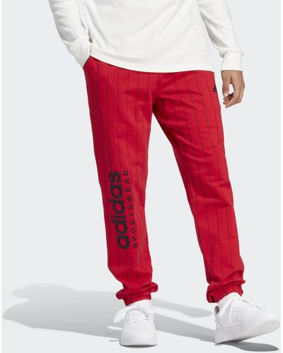 adidas Pantalón Pinstripe Fleece - Rojo