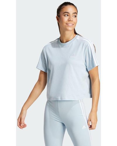 adidas T-shirt Essentials 3-Stripes Single Jersey Crop - Blu