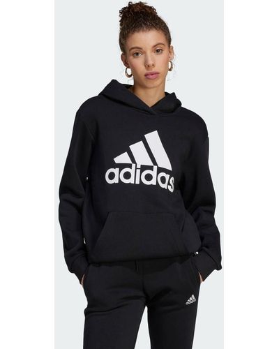 adidas Felpa con cappuccio Essentials Logo Boyfriend Fleece - Nero